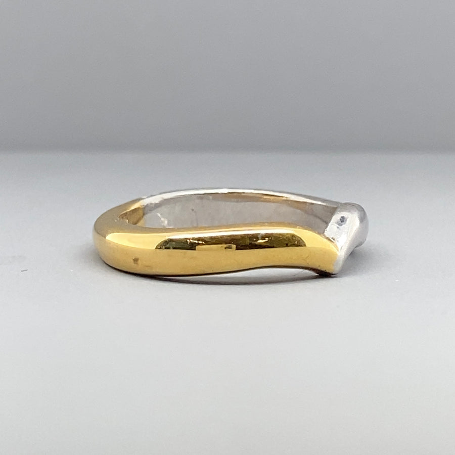18ct Bi-Colour Wishbone Ring - Size J 1/2
