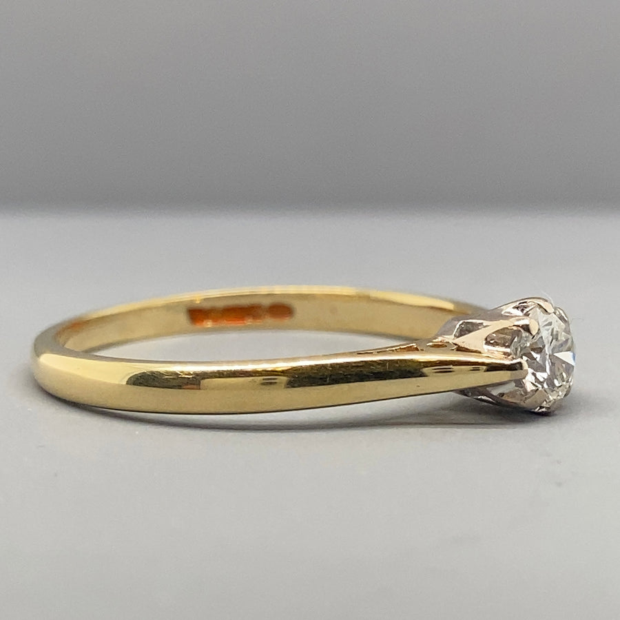 18ct Yellow Gold Single Stone Diamond Ring (c. 0.25 - 0.30ct) - Size O
