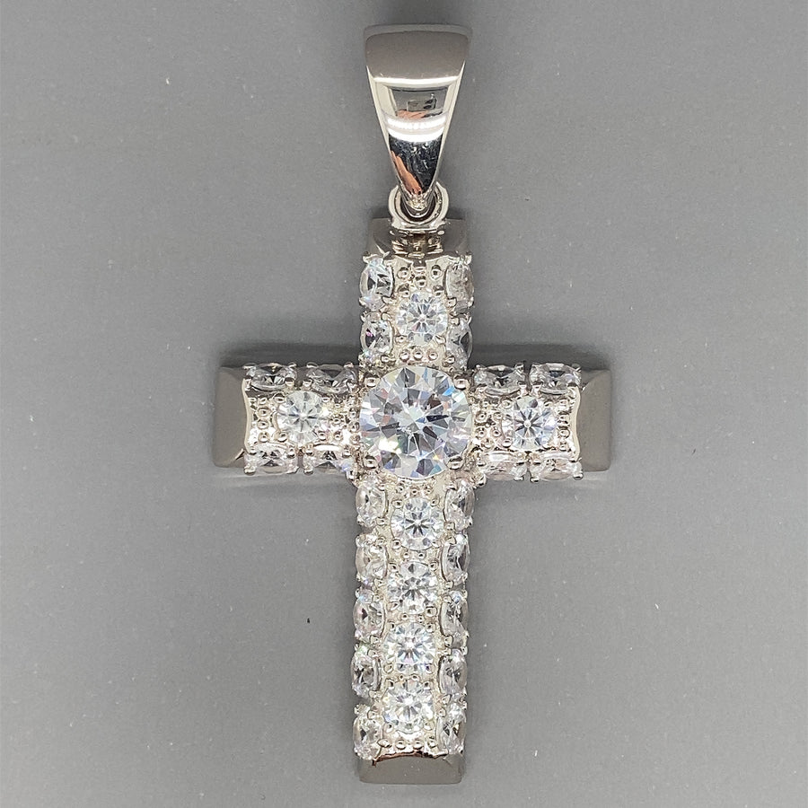 Sterling Silver Cubic Zirconia Cross Pendant (NEW!)