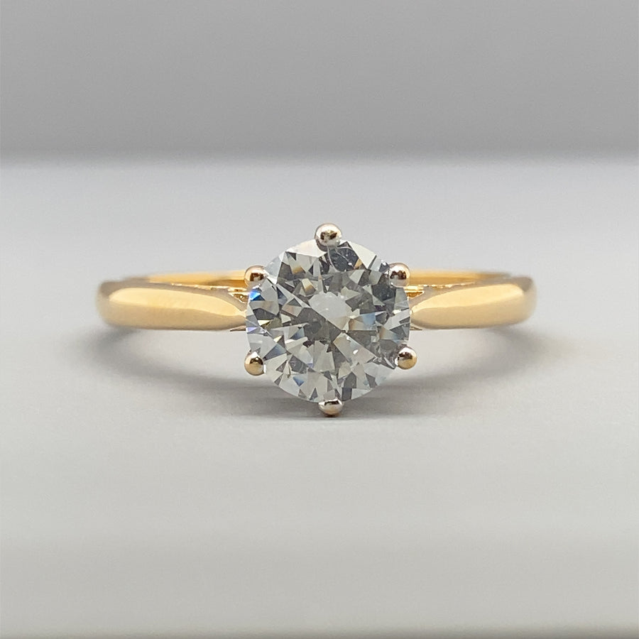 18ct Yellow Gold Single Stone Cubic Zirconia Ring - Size P
