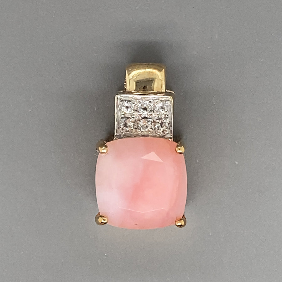 9ct Yellow Gold Pink Quartz and Cubic Zirconia Pendant