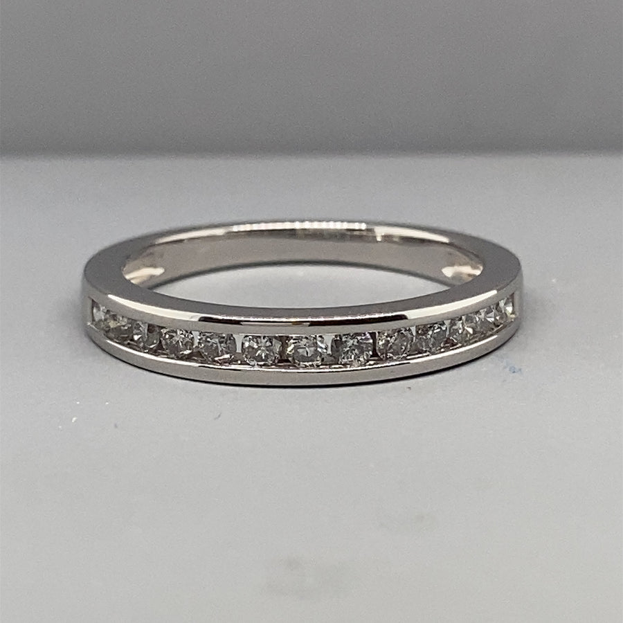 18ct White Gold Diamond Half Eternity Ring (c. 0.27ct) - Size L