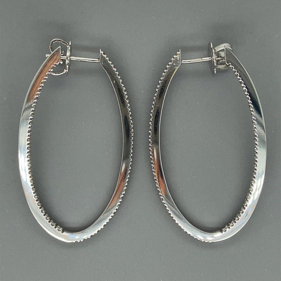 18ct White Gold Diamond Hoop Earrings (c. 1.00ct)