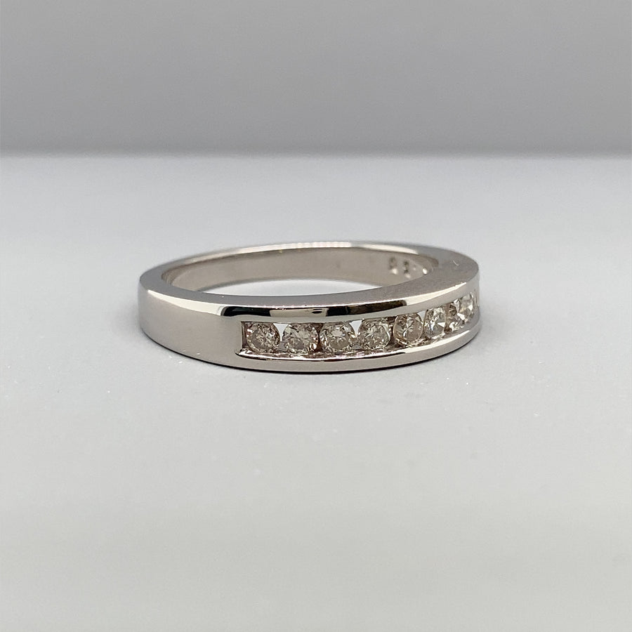 9ct White Gold Diamond Half Eternity Ring (c. 0.35ct) - Size N