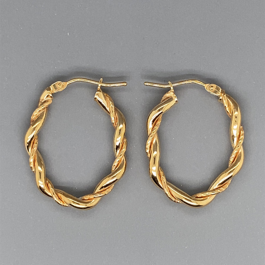 9ct Yellow Gold Twist Hoop Earrings