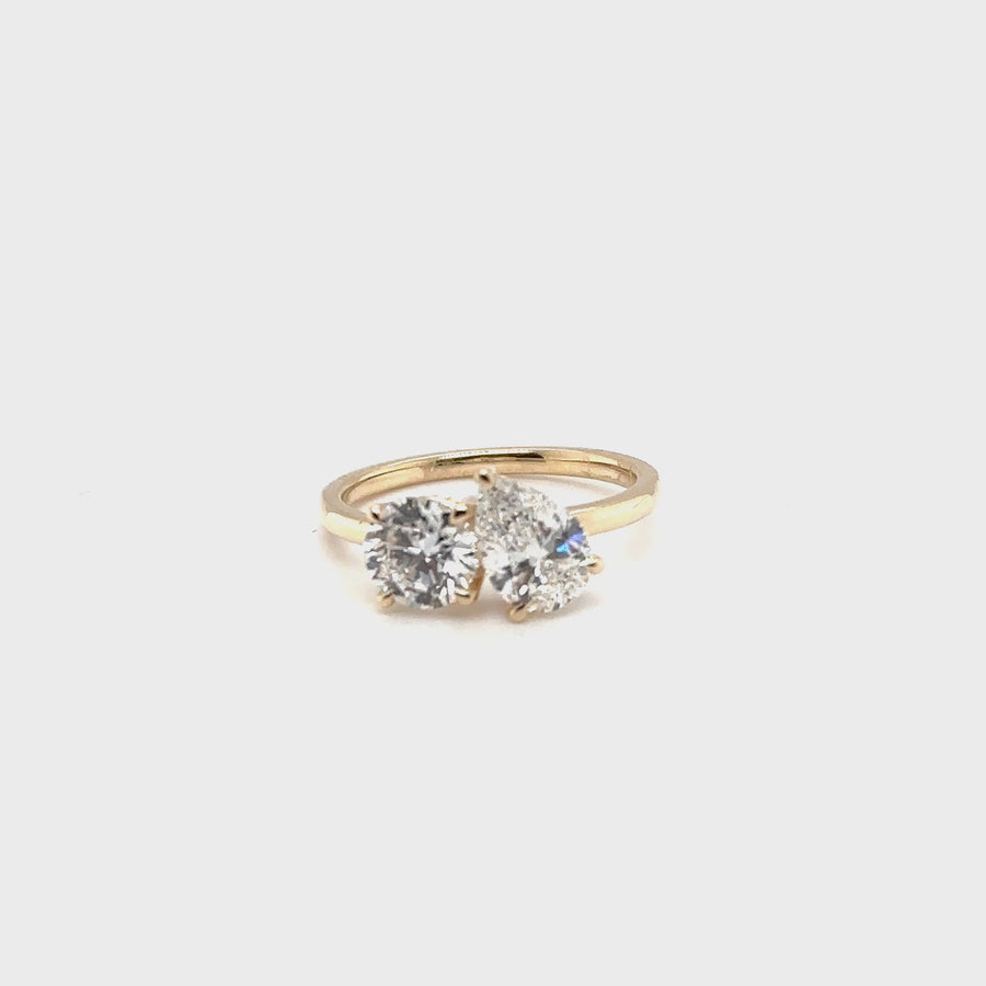 9ct Yellow Gold Two Stone Lab Grown Diamond Ring (c. 2.00ct) - Size M - NEW!