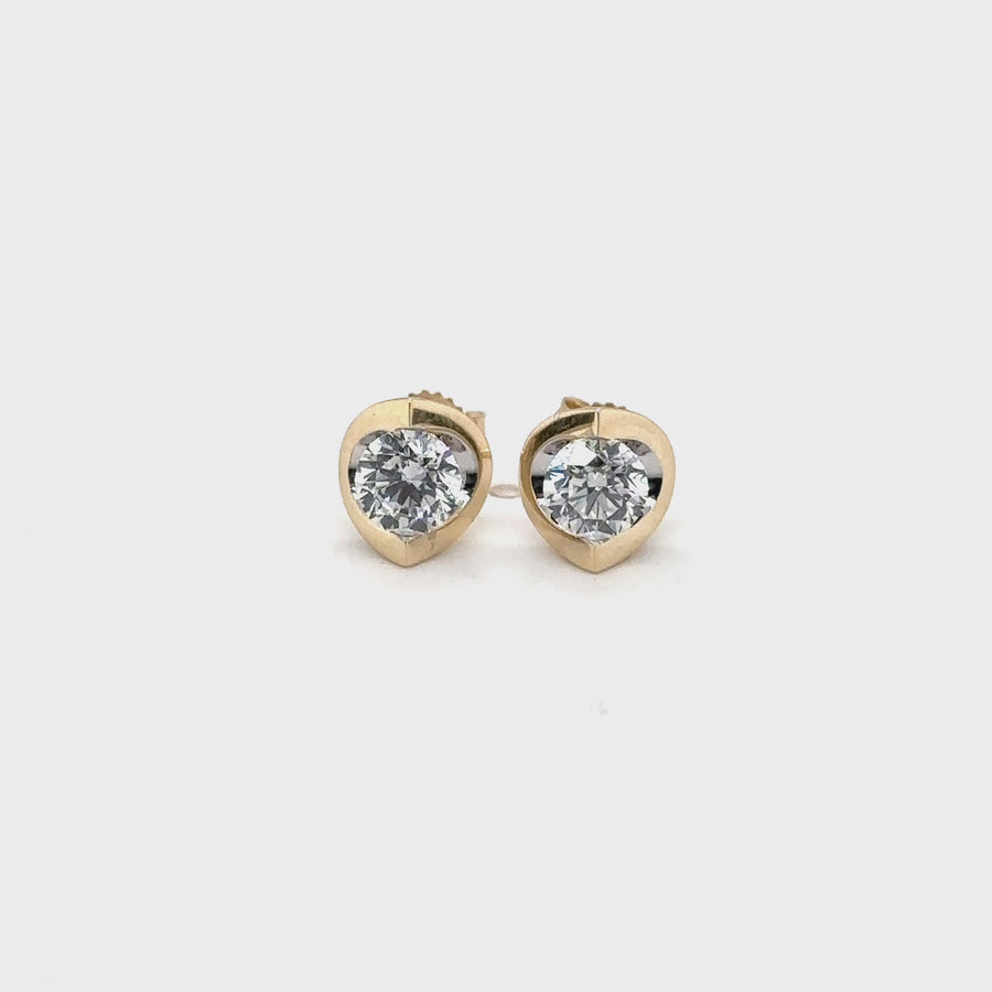 9ct Yellow Gold Single Stone Lab Grown Diamond Stud Earrings (c. 1.00ct) NEW!