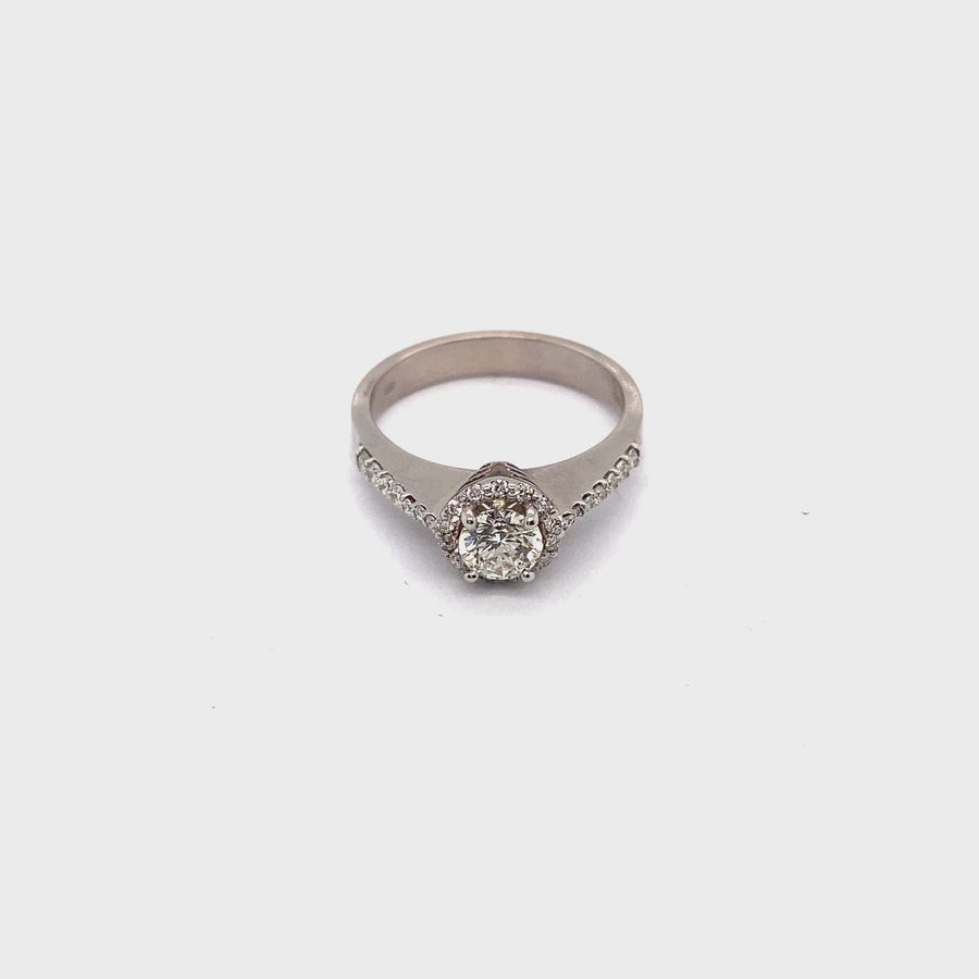18ct White Gold Diamond Fancy Ring (c. 1.10ct) - Size N 1/2