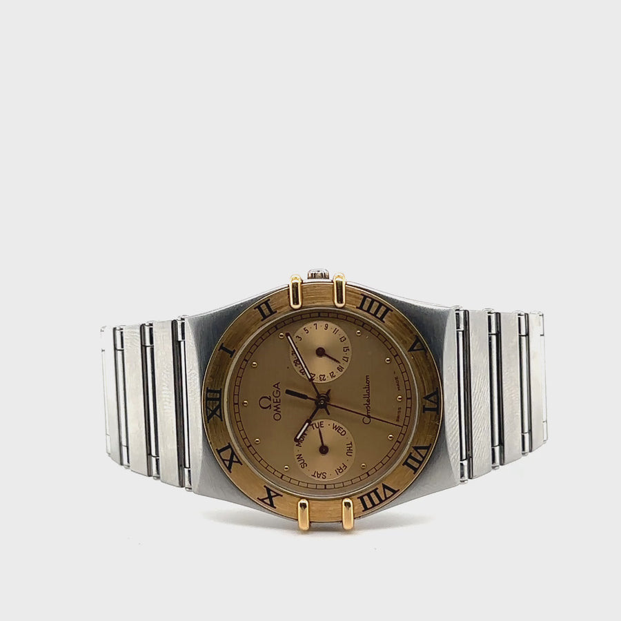 Pre-Owned 18ct Yellow Gold and Stainless Steel Bi-Colour Constellation Omega Watch (Midi)