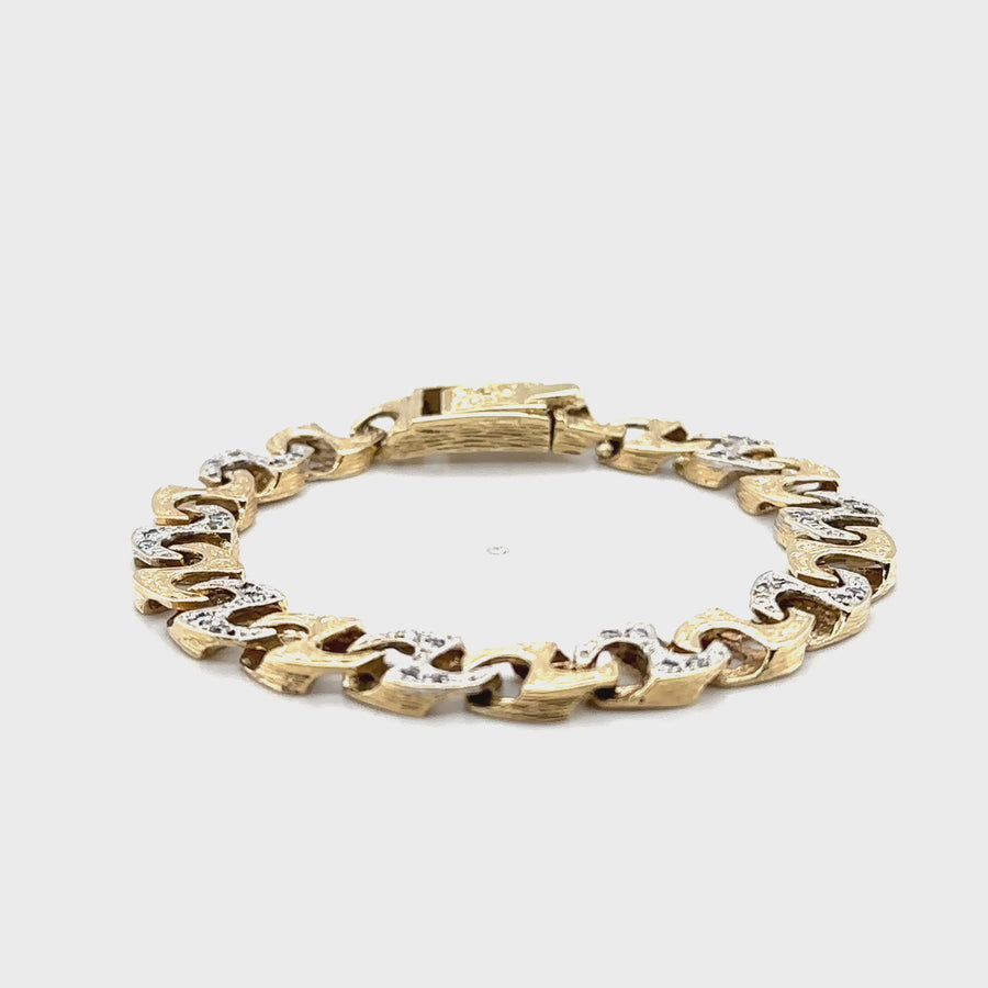 9ct Yellow Gold Cubic Zirconia Set Curb Bracelet