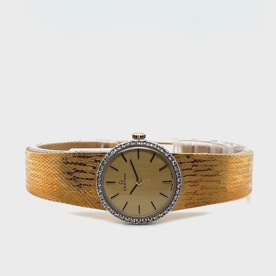 Pre-Owned 18ct Yellow Gold Diamond Bezel Certina Watch