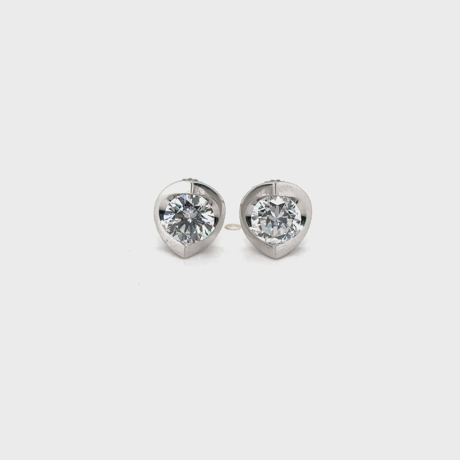 9ct White Gold Single Stone Lab Grown Diamond Stud Earrings (c. 1.00ct) NEW!
