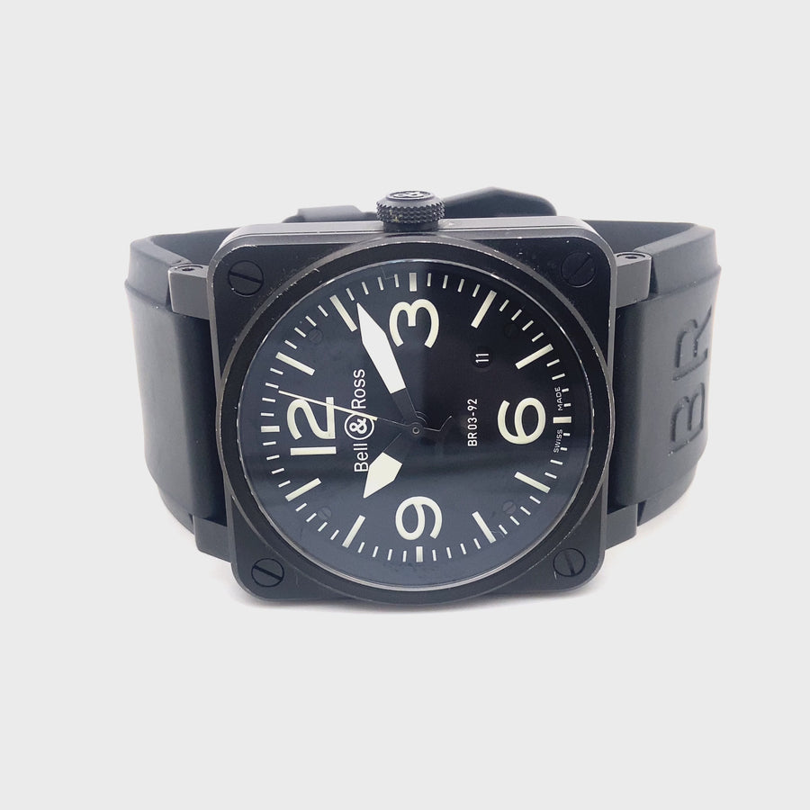 Pre-Owned Stainless Steel and Rubber Strap BR03-92 Heritage Bell & Ross Watch (Gents)