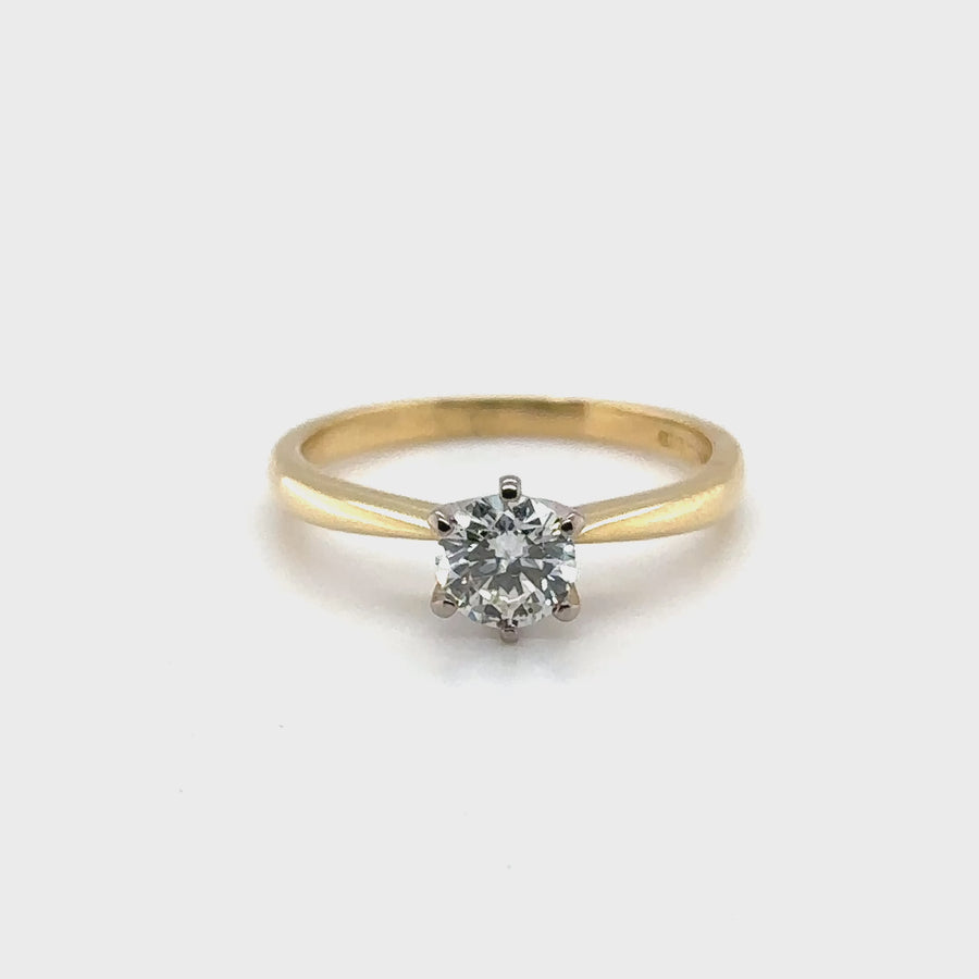 18ct Yellow Gold Single Stone Diamond Ring (c. 0.50ct) - Size K