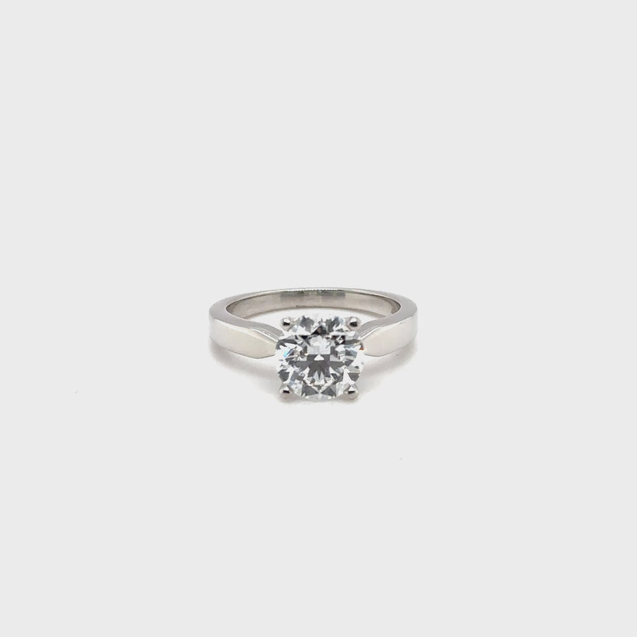 Platinum Single Stone Lab Grown Diamond Ring (c. 2.00ct) - Size K 1/2 NEW!