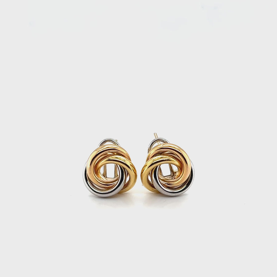18ct Bi-Colour Large Knot Stud Earrings