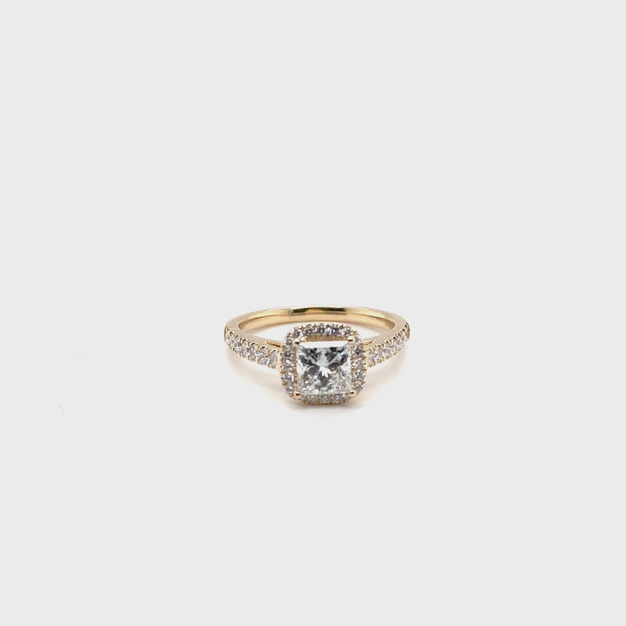 9ct Yellow Gold Lab Grown Diamond Halo Ring (c. 1.52ct) - Size O - NEW!