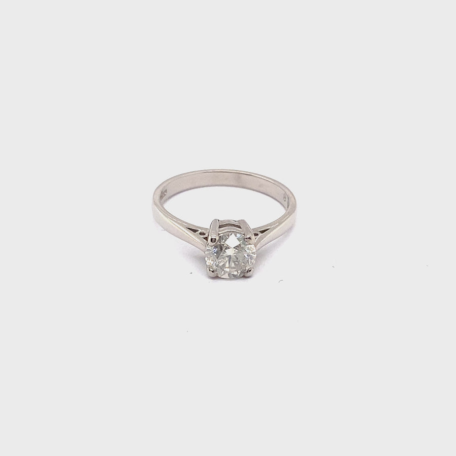 18ct White Gold Single Stone Diamond Ring (c. 1.00ct) - Size N 1/2