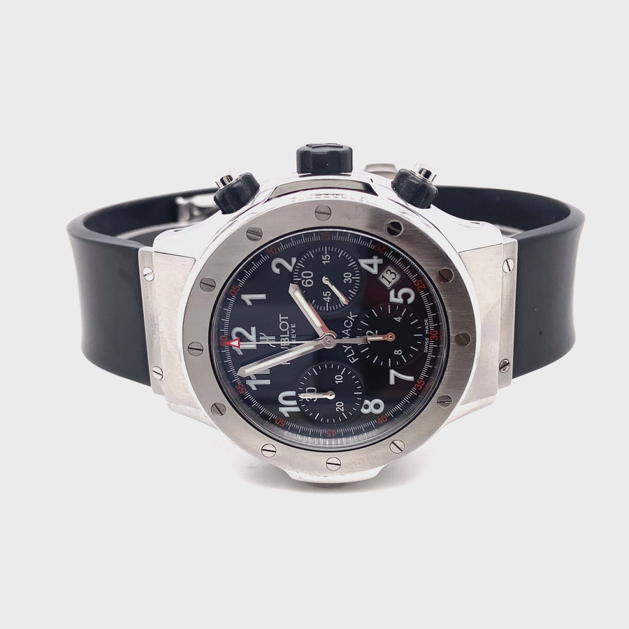 Pre-Owned Stainless Steel and Rubber Strap Flyback Chronograph Hublot Watch (Gents)