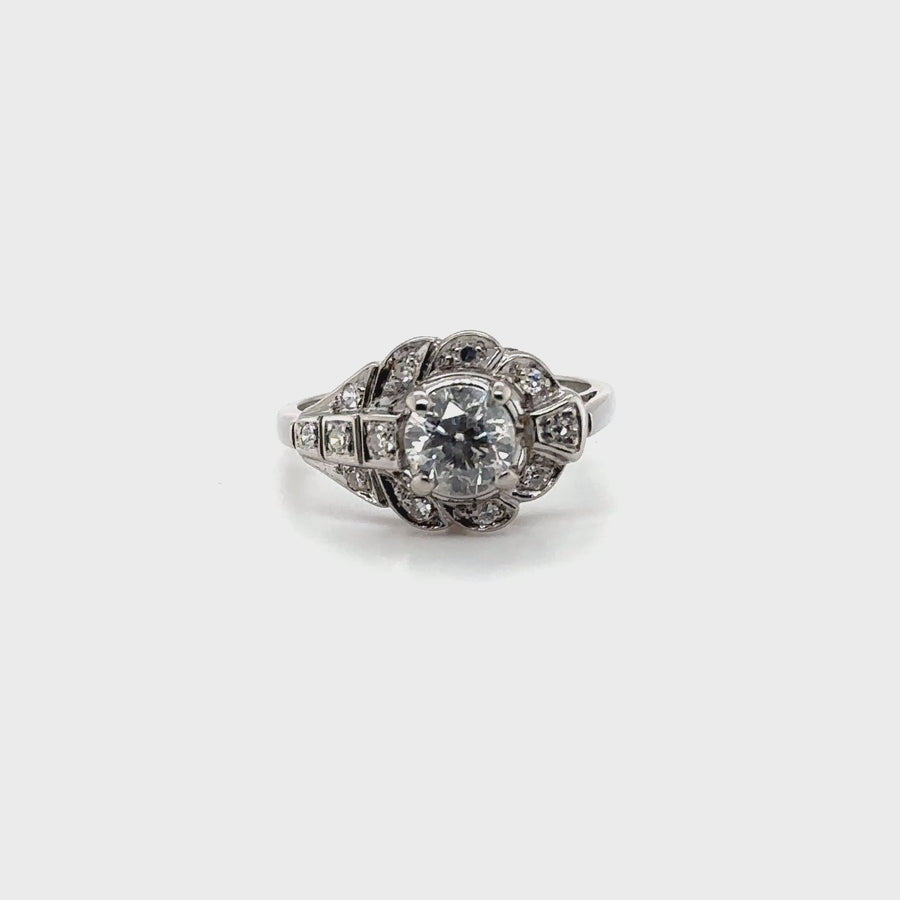14ct White Gold Fancy Diamond Ring (c. 1.10ct) - Size N