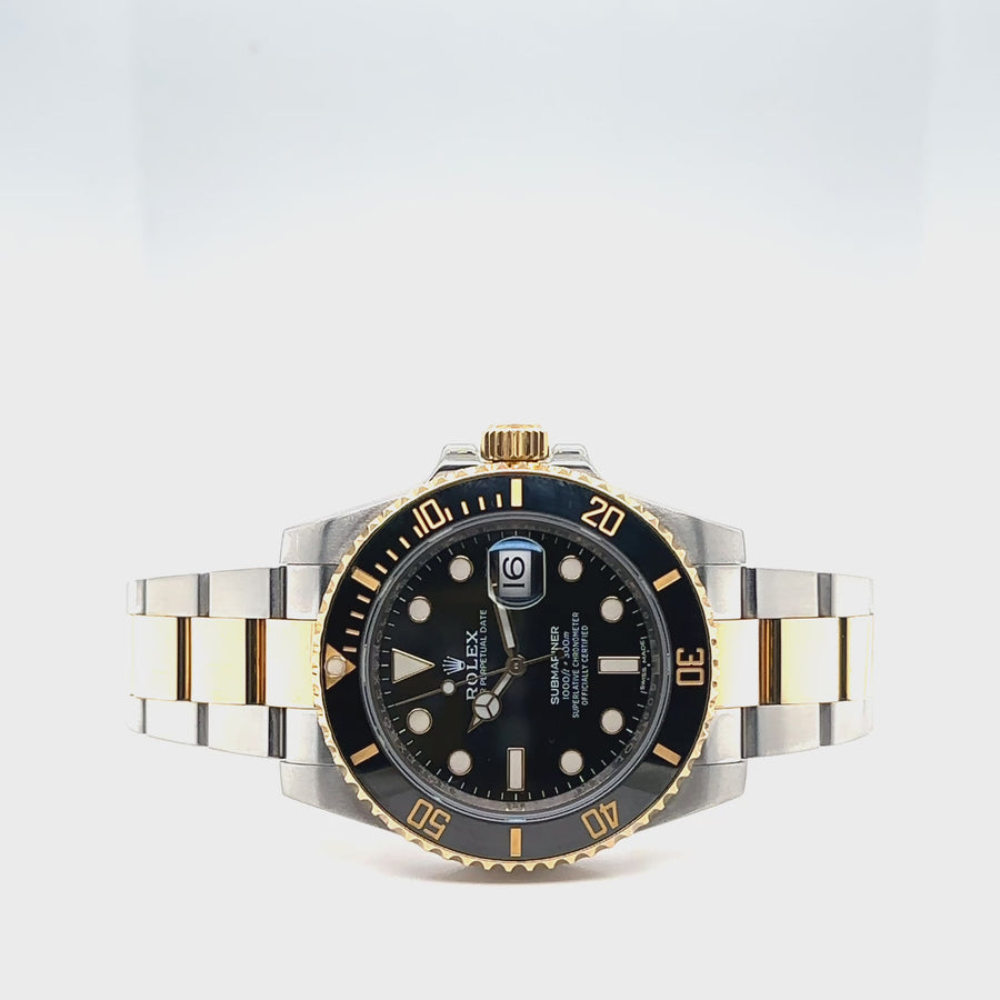 Pre-Owned Bi-Colour Stainless Steel and 18ct Yellow Gold Submariner Rolex (Gents)