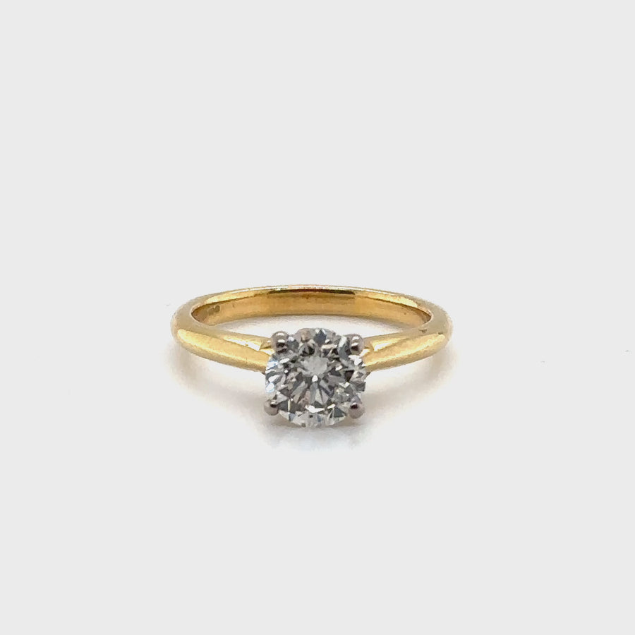 18ct Yellow Gold Single Stone Diamond Ring (c. 1.10ct) - Size L 1/2