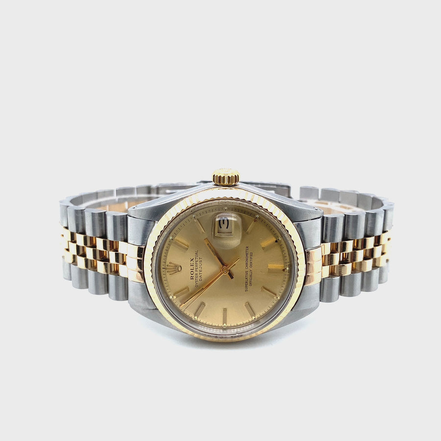 Pre-Owned 18ct Yellow Gold and Stainless Steel Bi-Colour Datejust Rolex (Gents)