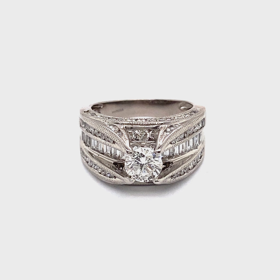 14ct White Gold Fancy Diamond Ring (c. 2.65ct) - Size N