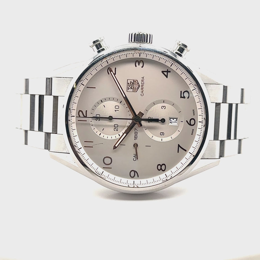 Pre-Owned Stainless Steel Cream and Rose Tag Heuer Carrera Watch (Gents)