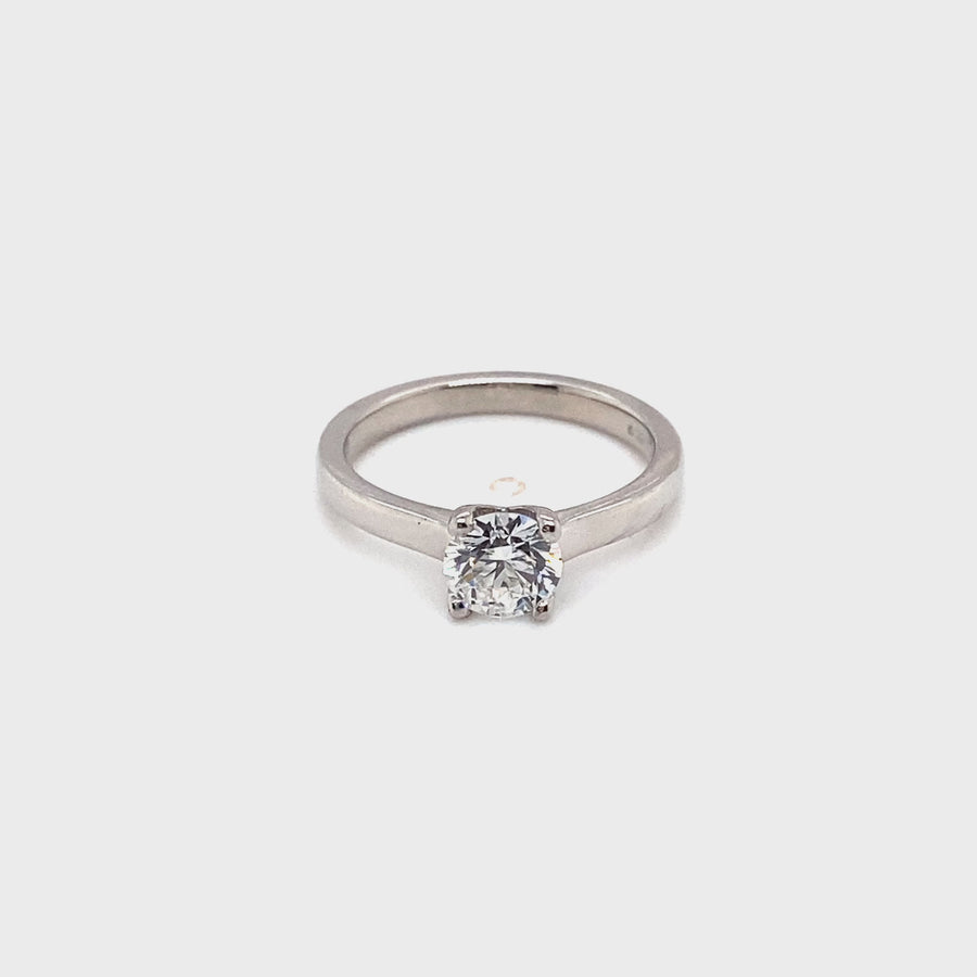 Platinum Single Stone Diamond Ring (c. 0.65ct) - Size J