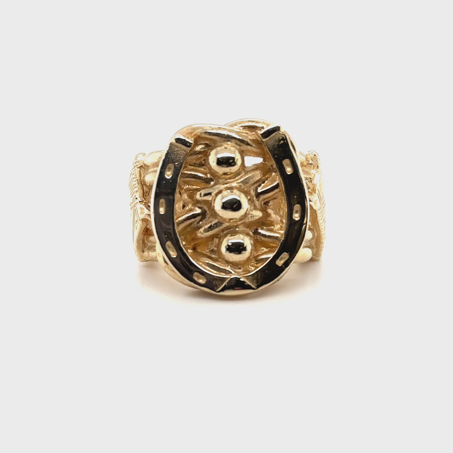 9ct Yellow Gold Horseshoe Keeper Ring - Size Y 1/2