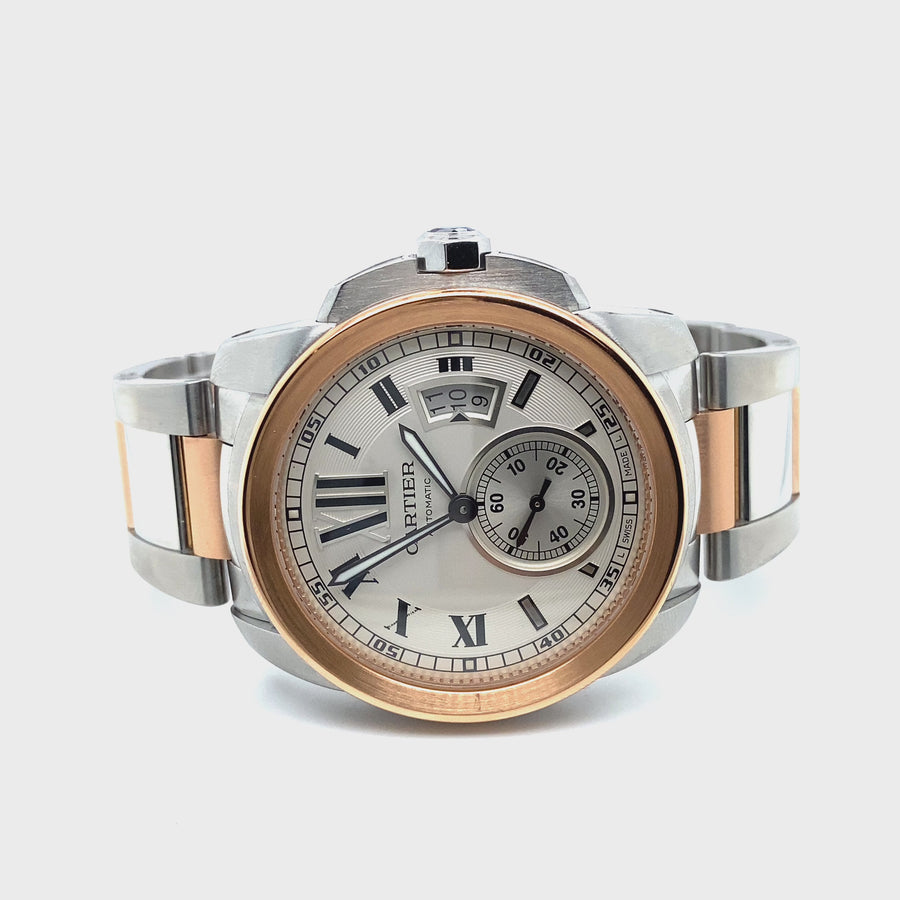 Pre-Owned Stainless Steel and Rose Gold Cartier Calibre Watch (Gents)