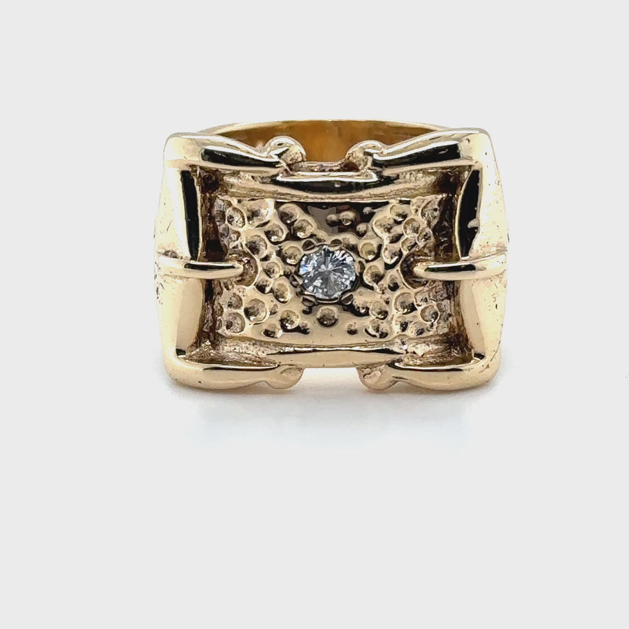 9ct Yellow Gold Single Stone Diamond Buckle Ring (c. 0.25 - 0.30ct) - Size U