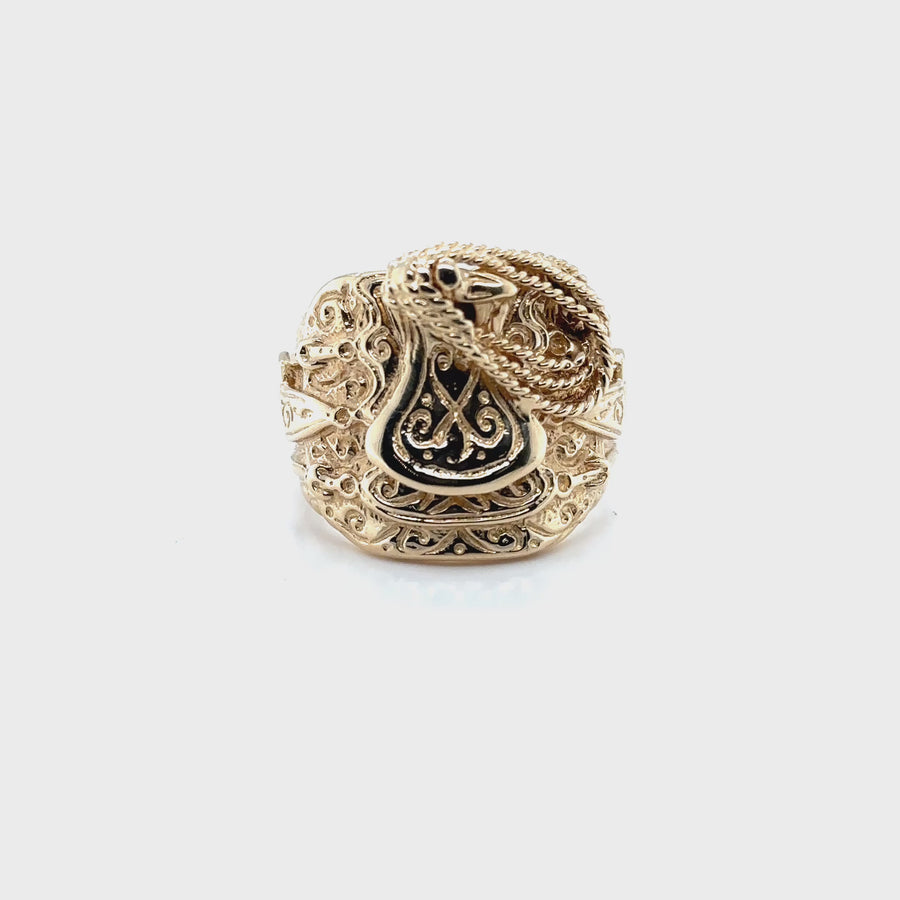 9ct Yellow Gold Heavy Saddle Ring - Size Z