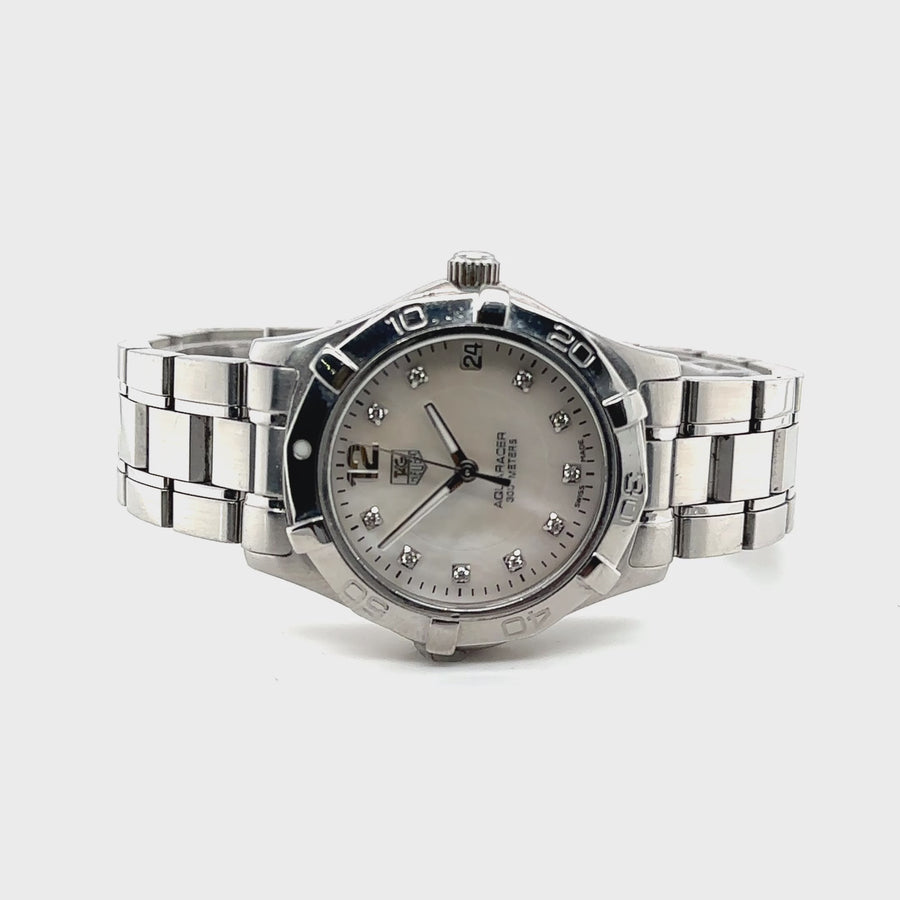 Pre-Owned Stainless Steel Diamond Dot Aquaracer Tag Heuer Watch (Ladies)