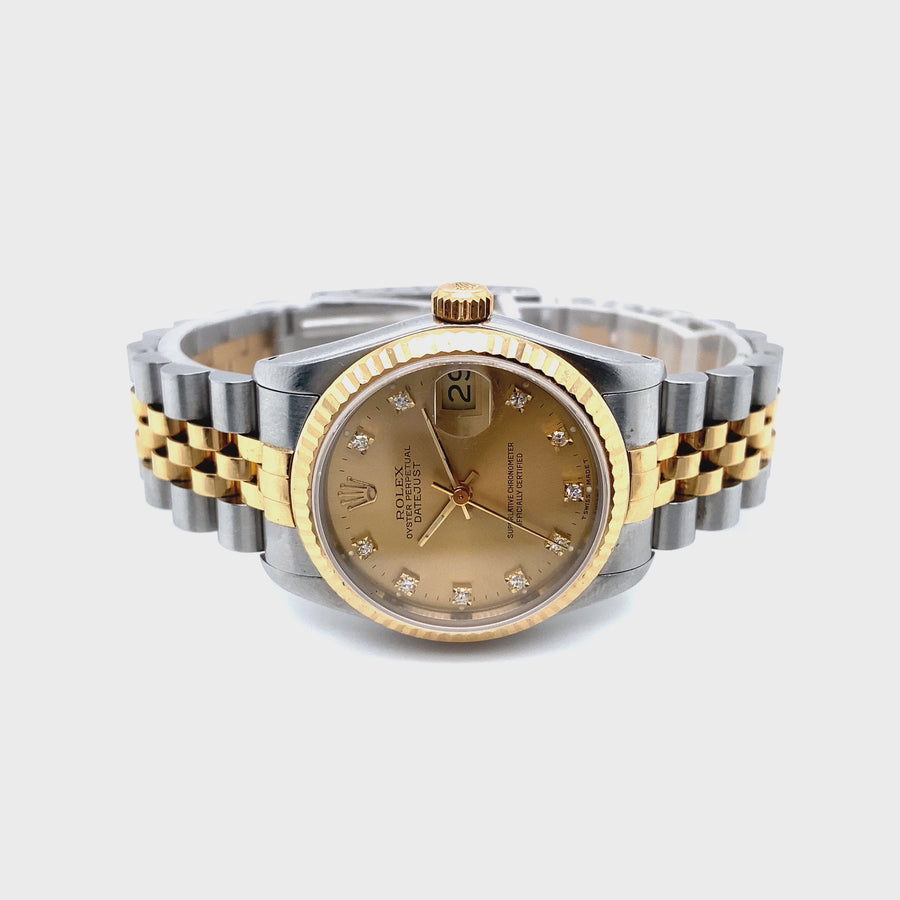 Pre-Owned 18ct Yellow Gold and Stainless Steel Bi-Colour Datejust Rolex (Midi)