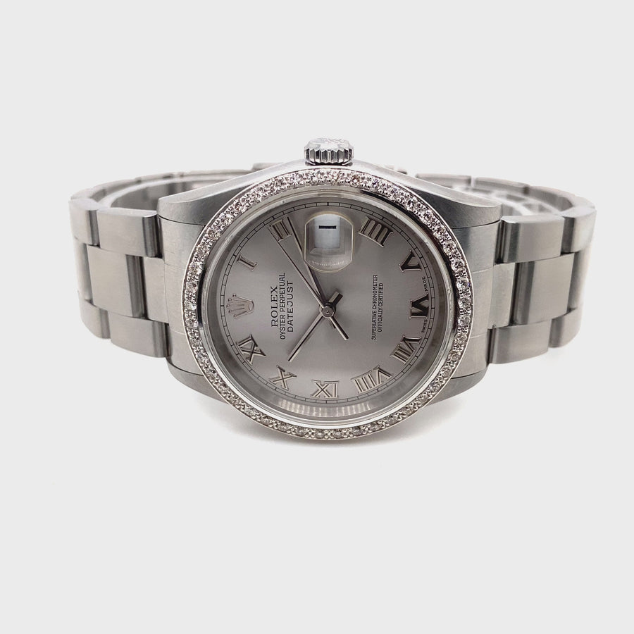 Pre-Owned Stainless Steel and Diamond Bezel Oyster Datejust Rolex (Gents)