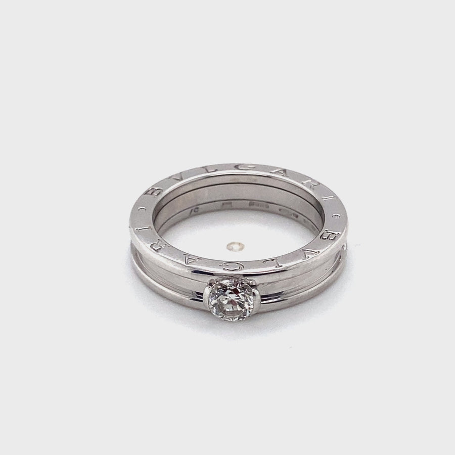 18ct White Gold Single Stone Diamond Bvlgari Ring (c. 0.55ct) - Size R 1/2