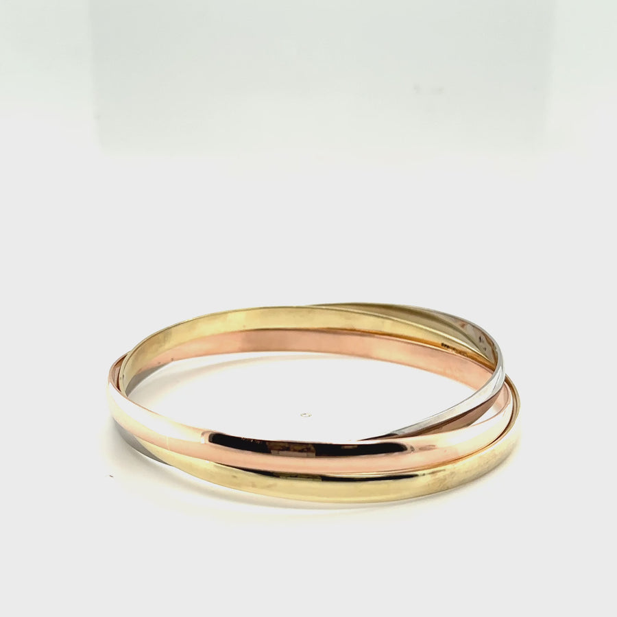 9ct Tri-Colour Triple Bangle