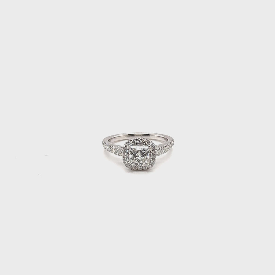 9ct White Gold Lab Grown Diamond Halo Ring (c. 1.52ct) - Size N - NEW!