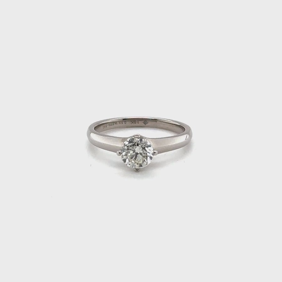 18ct White Gold Single Stone Diamond Ring (c. 0.65ct) - Size J 1/2