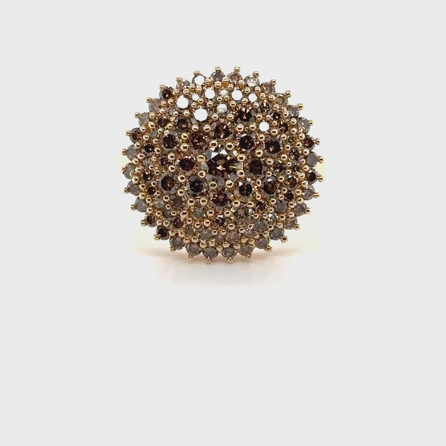 9ct Yellow Gold Diamond Cluster Ring (c. 3.00ct) - Size P