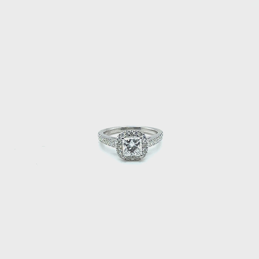 9ct White Gold Lab Grown Diamond Halo Ring (c. 1.52ct) - Size L - NEW!