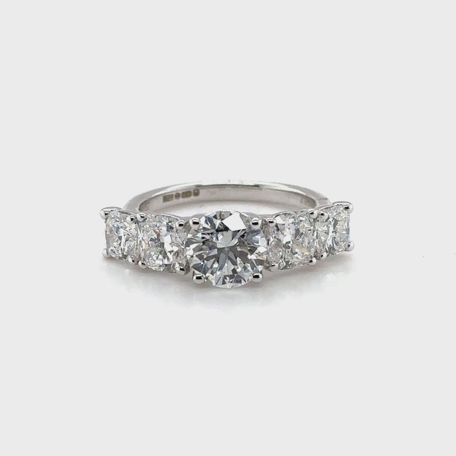18ct White Gold Five Stone Lab Grown Diamond Ring (c. 3.96ct) - Size L NEW!