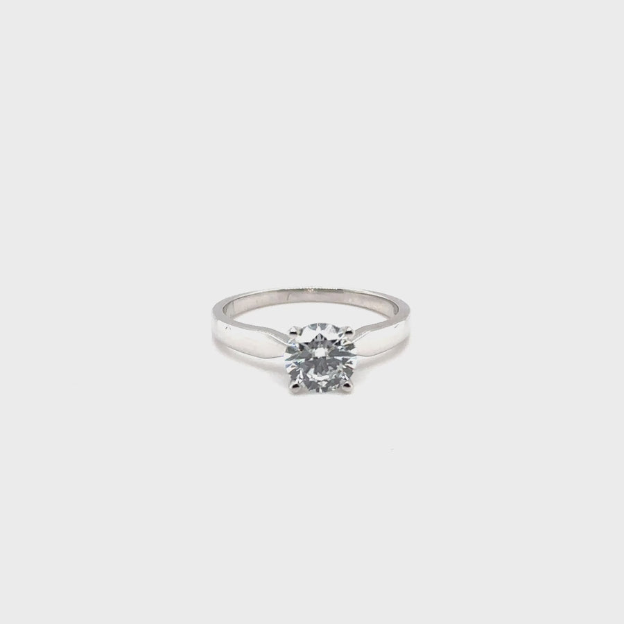 9ct White Gold Single Stone Lab Grown Diamond Ring (c. 1.00ct) - Size - M