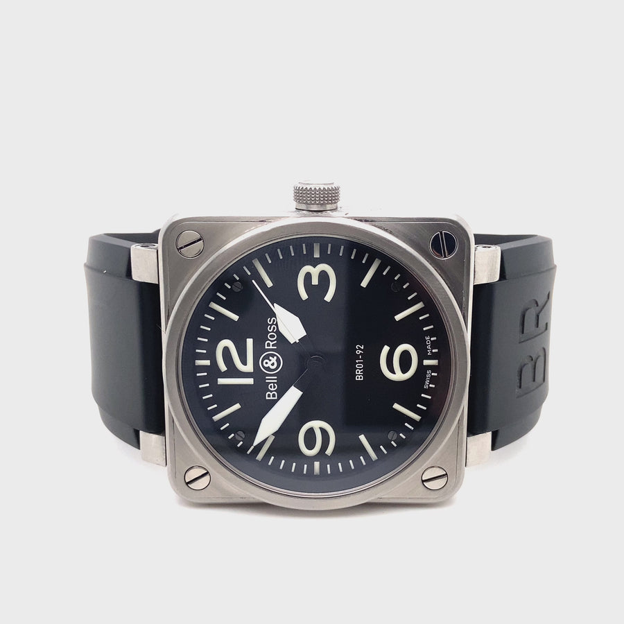 Pre-Owned Stainless Steel and Rubber Strap Aviation Bell & Ross Watch (Gents)