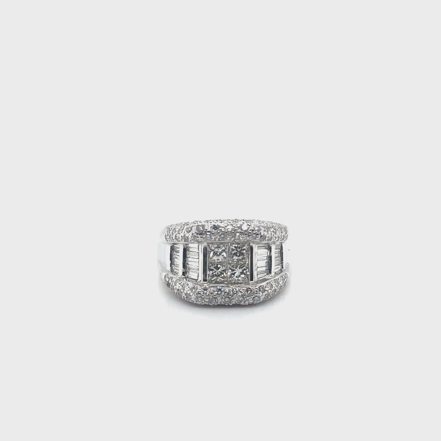 18ct White Gold Diamond Fancy Ring (c. 2.00ct) - Size R