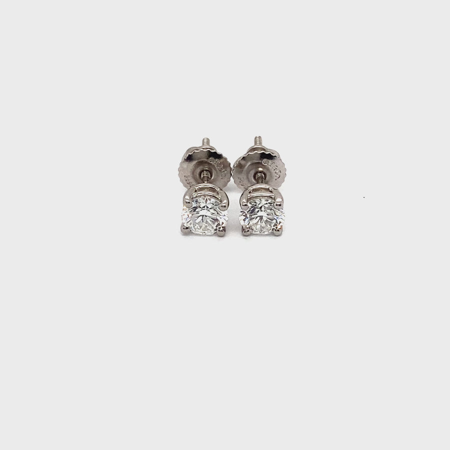Platinum Tiffany & Co Single Stone Diamond Stud Earrings (c. 0.38ct)