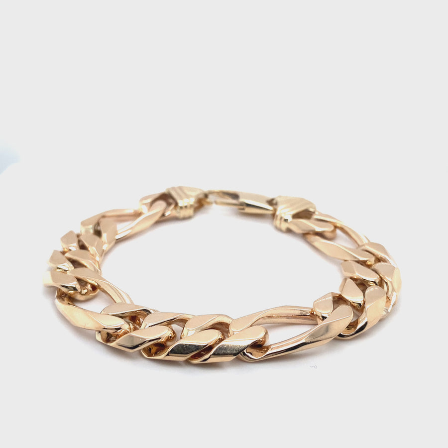 9ct Yellow Gold Heavy Figaro Bracelet