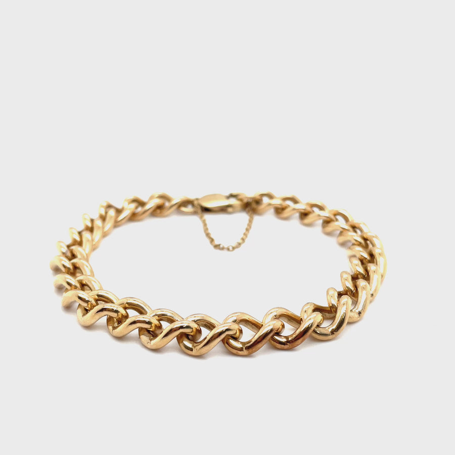 9ct Yellow Gold Curb Bracelet with Safety Chain